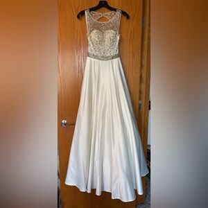 Dancing Queen Ivory Beaded Waist A-Line Gown